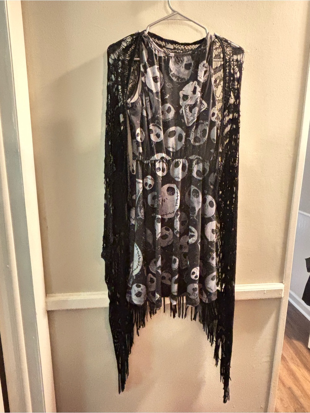 Disney Black and White Jack Skellington Mini Dress with an added Fringe Vest